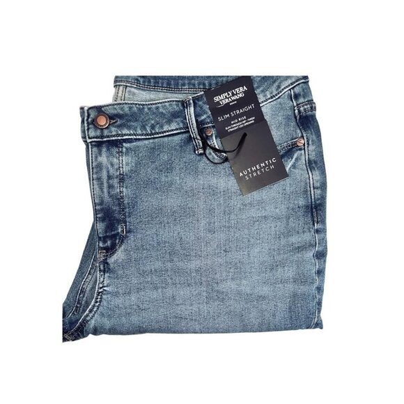 Simply Vera Vera Wang Womens High Rise Faded Slim Straight Leg Jeans Sz 16 New - Picture 2 of 7